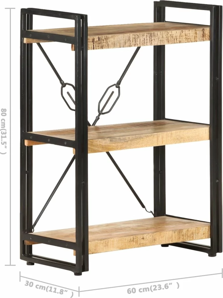 Furniture Limited - Boekenkast Met 3 Schappen 60x30x80 Cm Massief Mangohout 8 Furniture Limited - Boekenkast Met 3 Schappen 60x30x80 Cm Massief Mangohout - Afbeelding 6