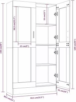 Furniture Limited - Vitrinekast 82,5x30,5x150 Cm Bewerkt Hout Gerookt Eikenkleurig -DECORATIE Winkel 903x1200