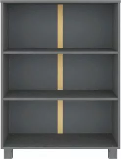 Furniture Limited - Boekenkast HAMAR 85x35x112 Cm Massief Grenenhout Donkergrijs -DECORATIE Winkel 914x1200