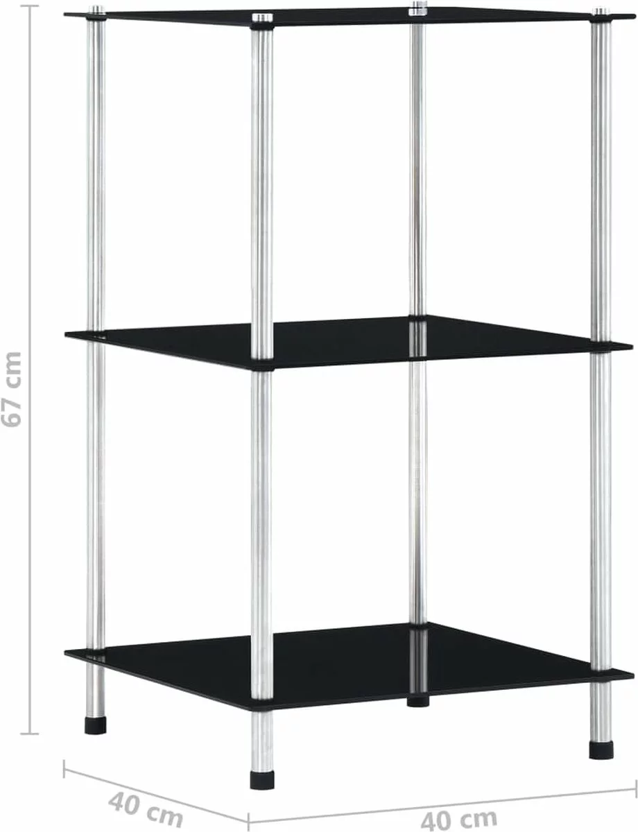 Furniture Limited - Kastje 3-laags 40x40x67 Cm Gehard Glas Zwart 6 Furniture Limited - Kastje 3-laags 40x40x67 Cm Gehard Glas Zwart - Afbeelding 4