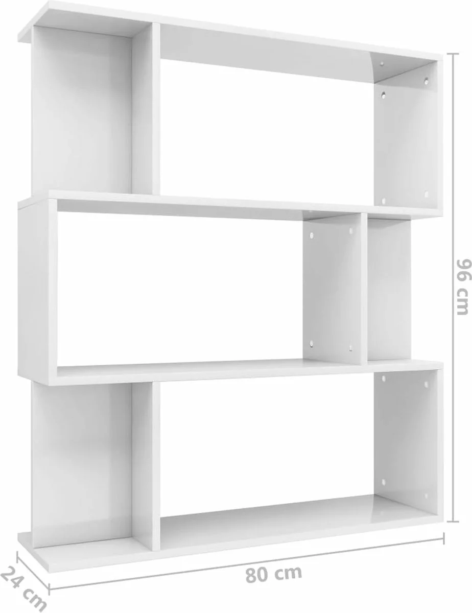 Furniture Limited - Boekenkast/kamerscherm 80x24x96 Cm Hoogglans Wit 4 Furniture Limited - Boekenkast/kamerscherm 80x24x96 Cm Hoogglans Wit - Afbeelding 2