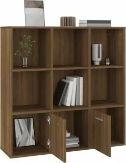 Furniture Limited - Boekenkast 98x30x98 Cm Bruineikenkleurig -DECORATIE Winkel 925x1200 1