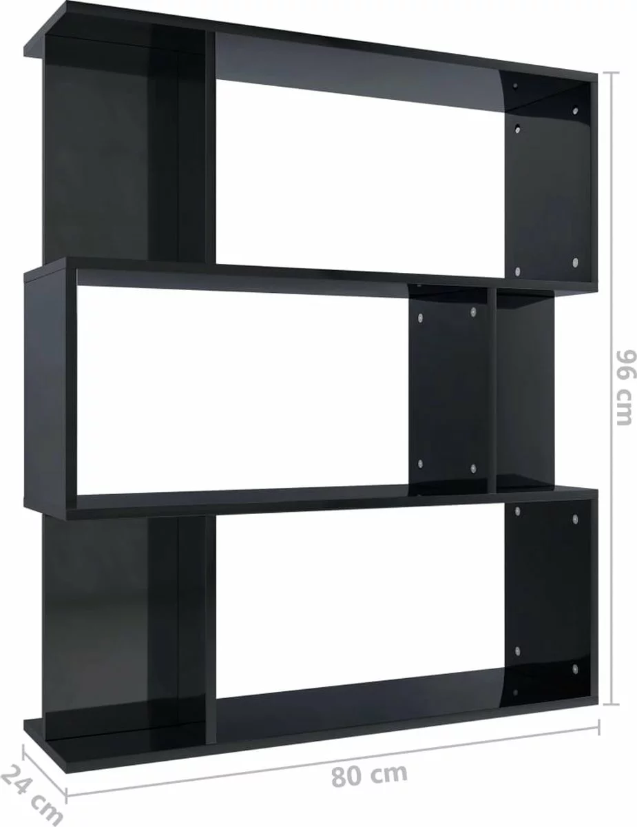 Furniture Limited - Boekenkast/kamerscherm 80x24x96 Cm Hoogglans Zwart 9 Furniture Limited - Boekenkast/kamerscherm 80x24x96 Cm Hoogglans Zwart - Afbeelding 7