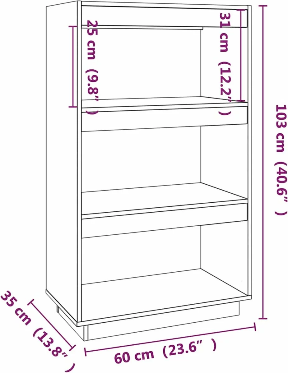 Furniture Limited - Boekenkast/kamerscherm 60x35x103 Cm Massief Grenenhout 6 Furniture Limited - Boekenkast/kamerscherm 60x35x103 Cm Massief Grenenhout - Afbeelding 4