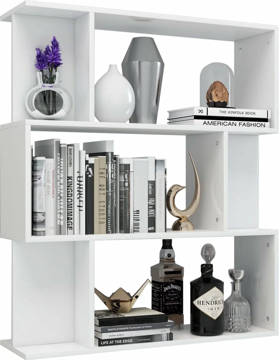 Furniture Limited - Boekenkast/kamerscherm 80x24x96 Cm Hoogglans Wit 7 Furniture Limited - Boekenkast/kamerscherm 80x24x96 Cm Hoogglans Wit - Afbeelding 5