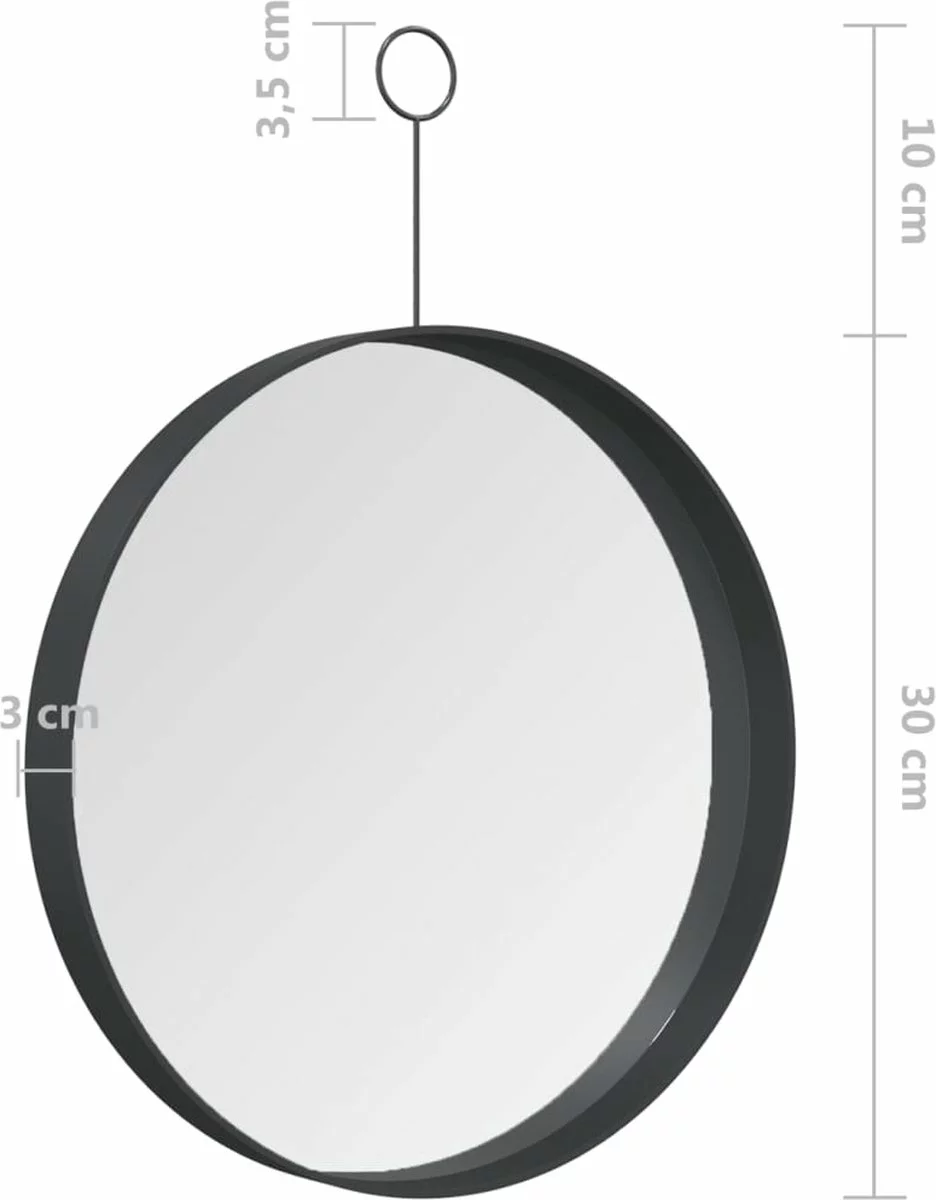 Furniture Limited - Hangspiegel Met Haak 30 Cm Zwart 8 Furniture Limited - Hangspiegel Met Haak 30 Cm Zwart - Afbeelding 6