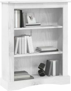 Furniture Limited - Boekenkast 3 Schappen 81x29x100 Cm Grenenhout Corona-stijl Wit -DECORATIE Winkel 943x1200