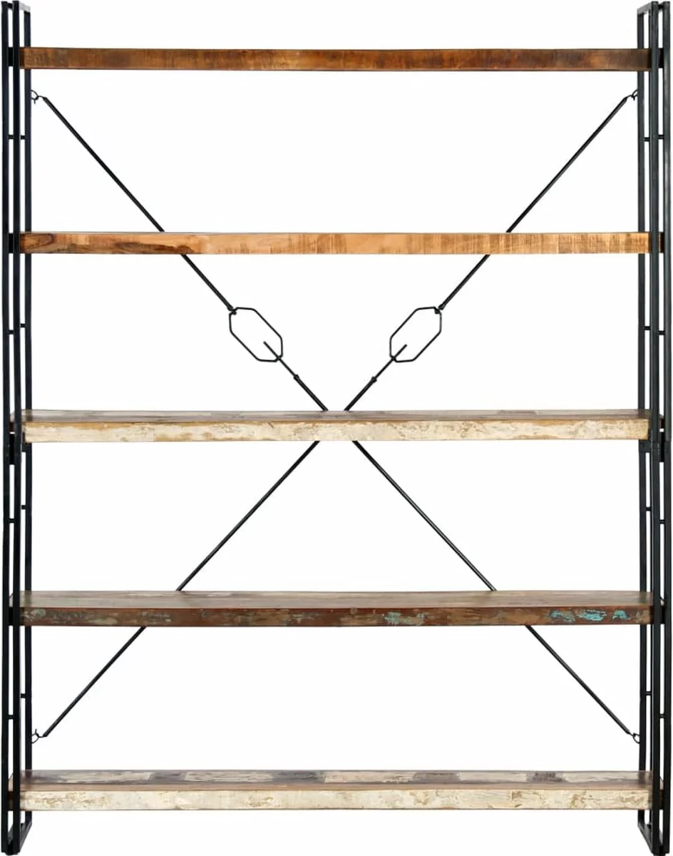 Furniture Limited - Boekenkast Met 5 Schappen 140x30x180 Cm Massief Gerecycled Hout 11 Furniture Limited - Boekenkast Met 5 Schappen 140x30x180 Cm Massief Gerecycled Hout - Afbeelding 9