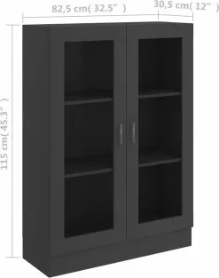 Furniture Limited - Vitrinekast 82,5x30,5x115 Cm Spaanplaat Grijs 12 Furniture Limited - Vitrinekast 82,5x30,5x115 Cm Spaanplaat Grijs -DECORATIE Winkel 947x1200
