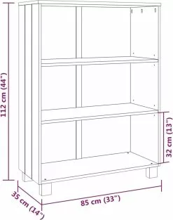 Furniture Limited - Boekenkast HAMAR 85x35x112 Cm Massief Grenenhout Donkergrijs -DECORATIE Winkel 948x1200 1