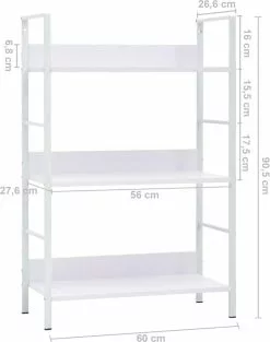 Furniture Limited - Boekenkast Met 3 Schappen 60x27,6x90,5 Cm Spaanplaat Wit 14 Furniture Limited - Boekenkast Met 3 Schappen 60x27,6x90,5 Cm Spaanplaat Wit -DECORATIE Winkel 948x1200