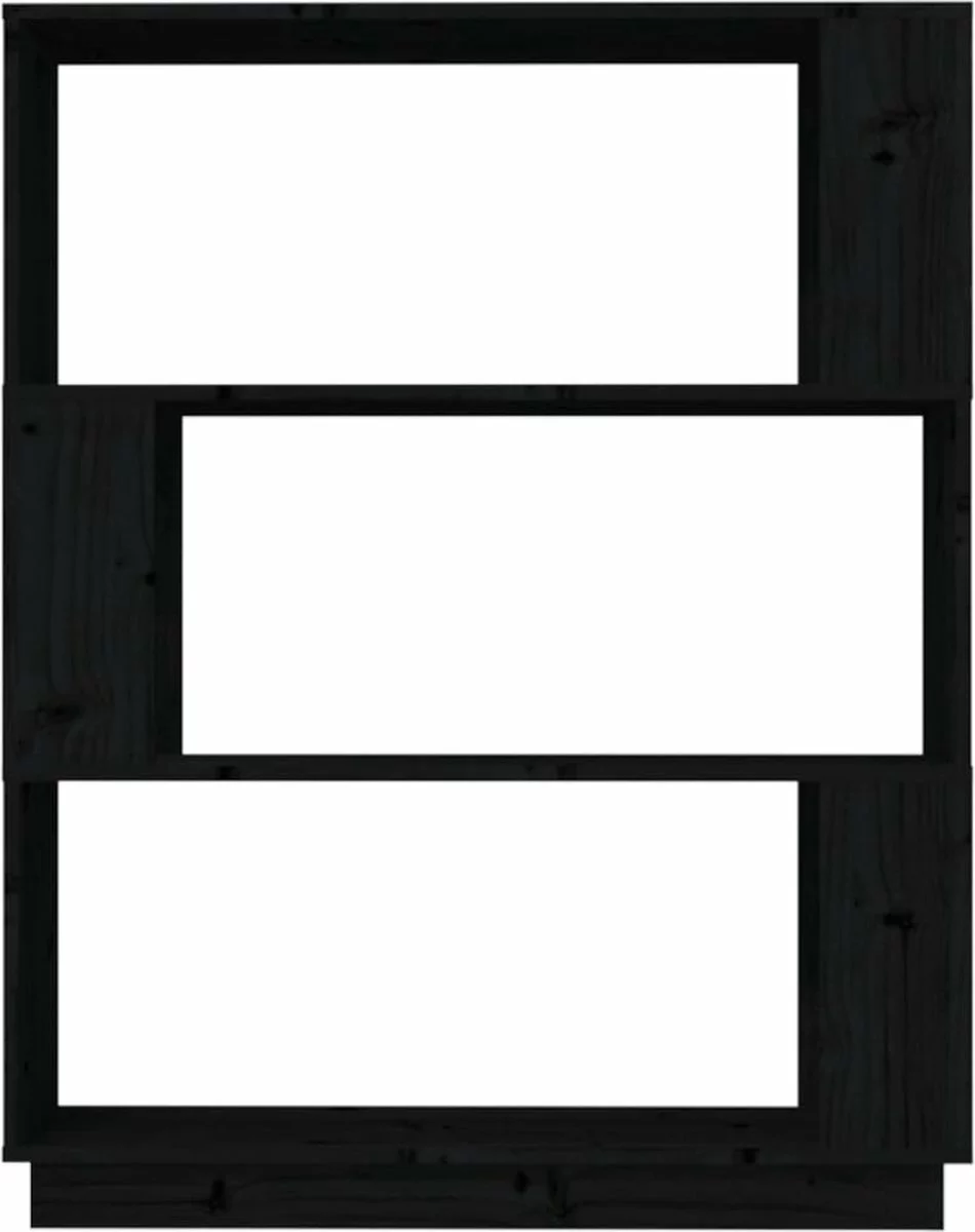 Furniture Limited - Boekenkast/kamerscherm 80x25x101 Cm Massief Grenenhout Zwart 4 Furniture Limited - Boekenkast/kamerscherm 80x25x101 Cm Massief Grenenhout Zwart - Afbeelding 2