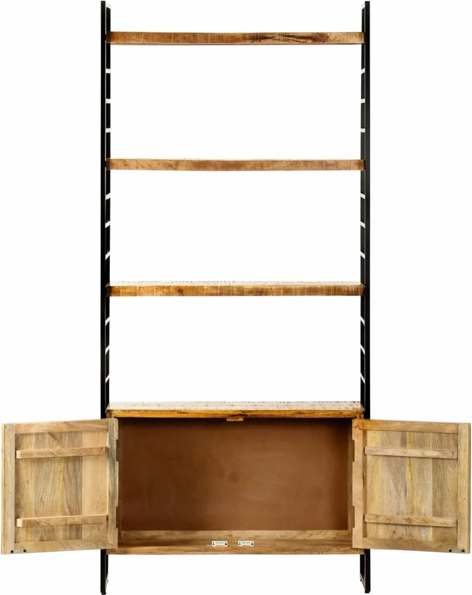 Furniture Limited - Boekenkast Met 4 Schappen 80x30x180 Cm Ruw Mangohout 9 Furniture Limited - Boekenkast Met 4 Schappen 80x30x180 Cm Ruw Mangohout - Afbeelding 7