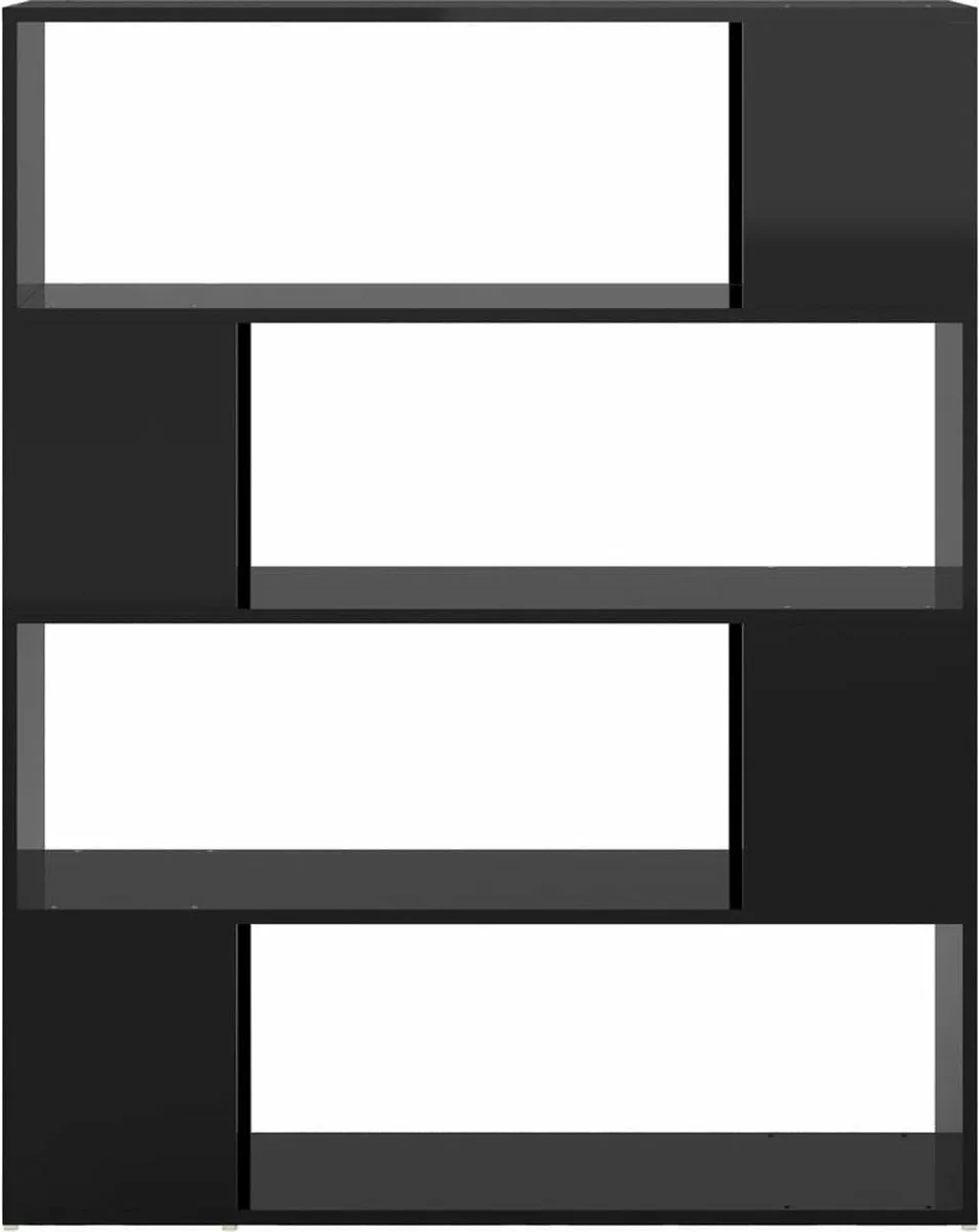 Furniture Limited - Boekenkast/kamerscherm 100x24x124 Cm Hoogglans Zwart 7 Furniture Limited - Boekenkast/kamerscherm 100x24x124 Cm Hoogglans Zwart - Afbeelding 5