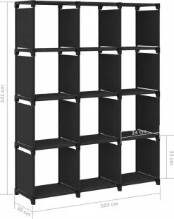 Furniture Limited - Kast Met 12 Vakken 103x30x141 Cm Stof Zwart -DECORATIE Winkel 956x1200 4