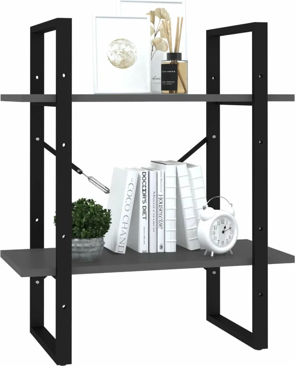 Furniture Limited - Boekenkast Met 2 Schappen 60x30x70 Cm Spaanplaat Grijs 6 Furniture Limited - Boekenkast Met 2 Schappen 60x30x70 Cm Spaanplaat Grijs - Afbeelding 4