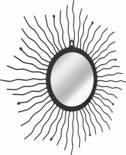 Furniture Limited - Wandspiegel Sunburst 60 Cm Zwart