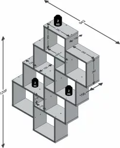 Furniture Limited - Wandschap Met 11 Vakken Eikenkleurig -DECORATIE Winkel 974x1200