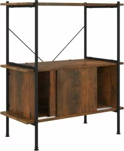 Furniture Limited - Opbergrek 3-laags Met Kast 80x40x92 Cm Staal En Bewerkt Hout -DECORATIE Winkel 985x1200 3