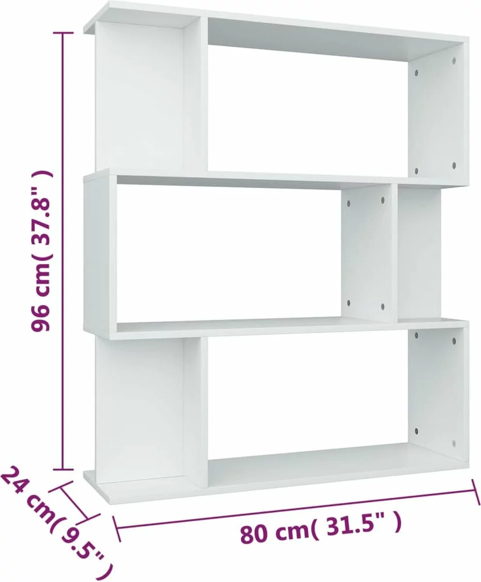 Furniture Limited - Boekenkast/kamerscherm 80x24x96 Cm Bewerkt Hout Wit 8 Furniture Limited - Boekenkast/kamerscherm 80x24x96 Cm Bewerkt Hout Wit - Afbeelding 6