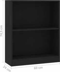 Furniture Limited - Boekenkast 60x24x74,5 Cm Bewerkt Hout Zwart -DECORATIE Winkel 998x1200 1